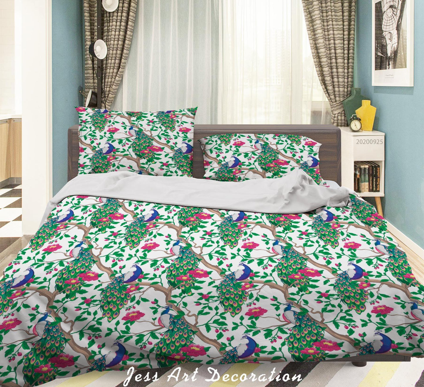 3D Cartoon Animal Floral Bird Pattern Quilt Cover Set Bedding Set Duvet Cover Pillowcases WJ 6507
