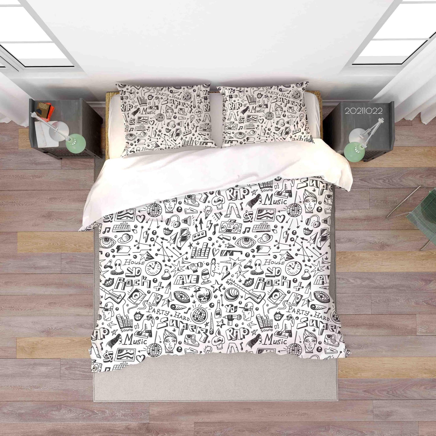 3D Cartoon Grey Illustration Graffiti Quilt Cover Set Bedding Set Duvet Cover Pillowcases 88