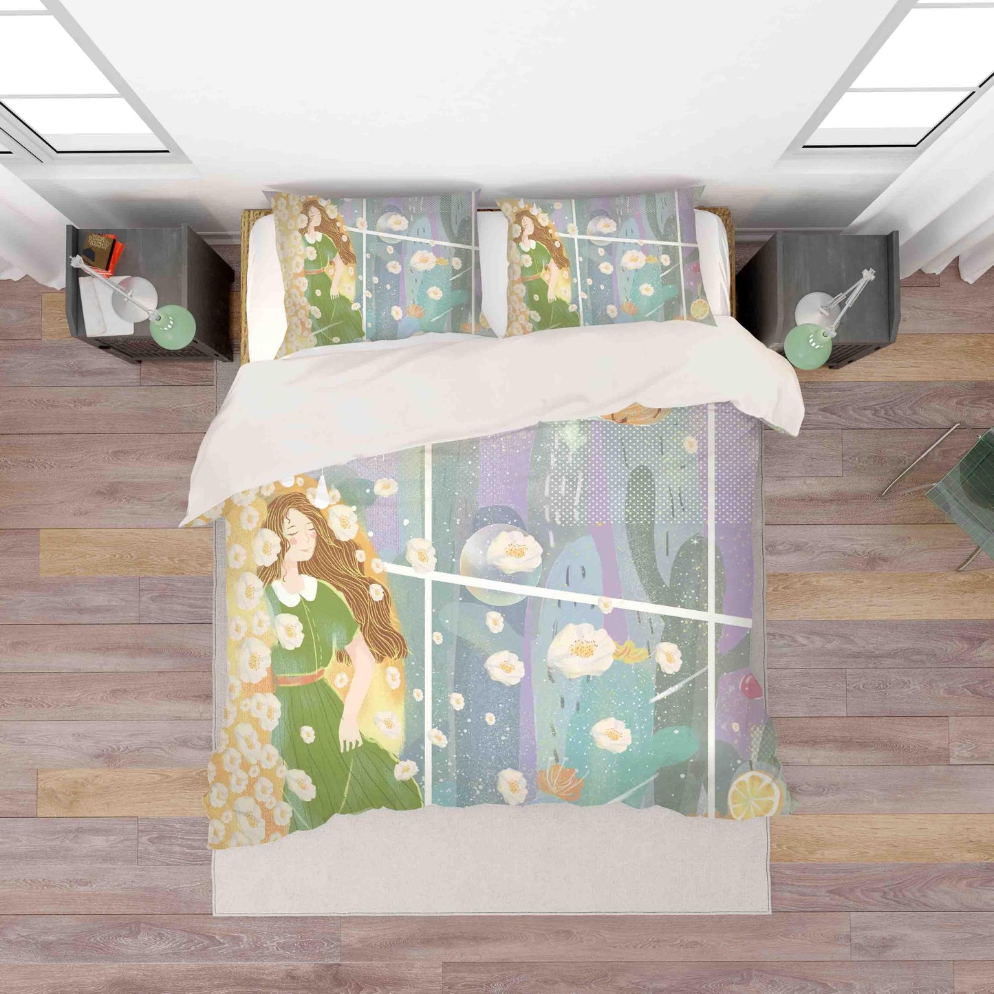 3D Cactus Girl Floral Quilt Cover Set Bedding Set Pillowcases 49
