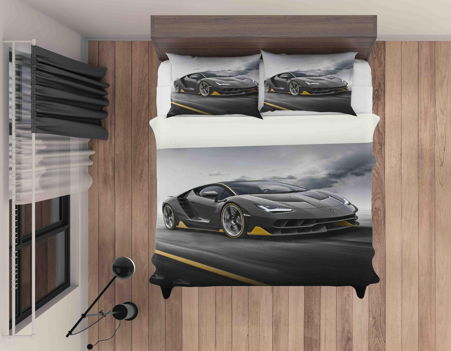 3D Black Sports Car Quilt Cover Set Bedding Set Duvet Cover Pillowcases JN 1182