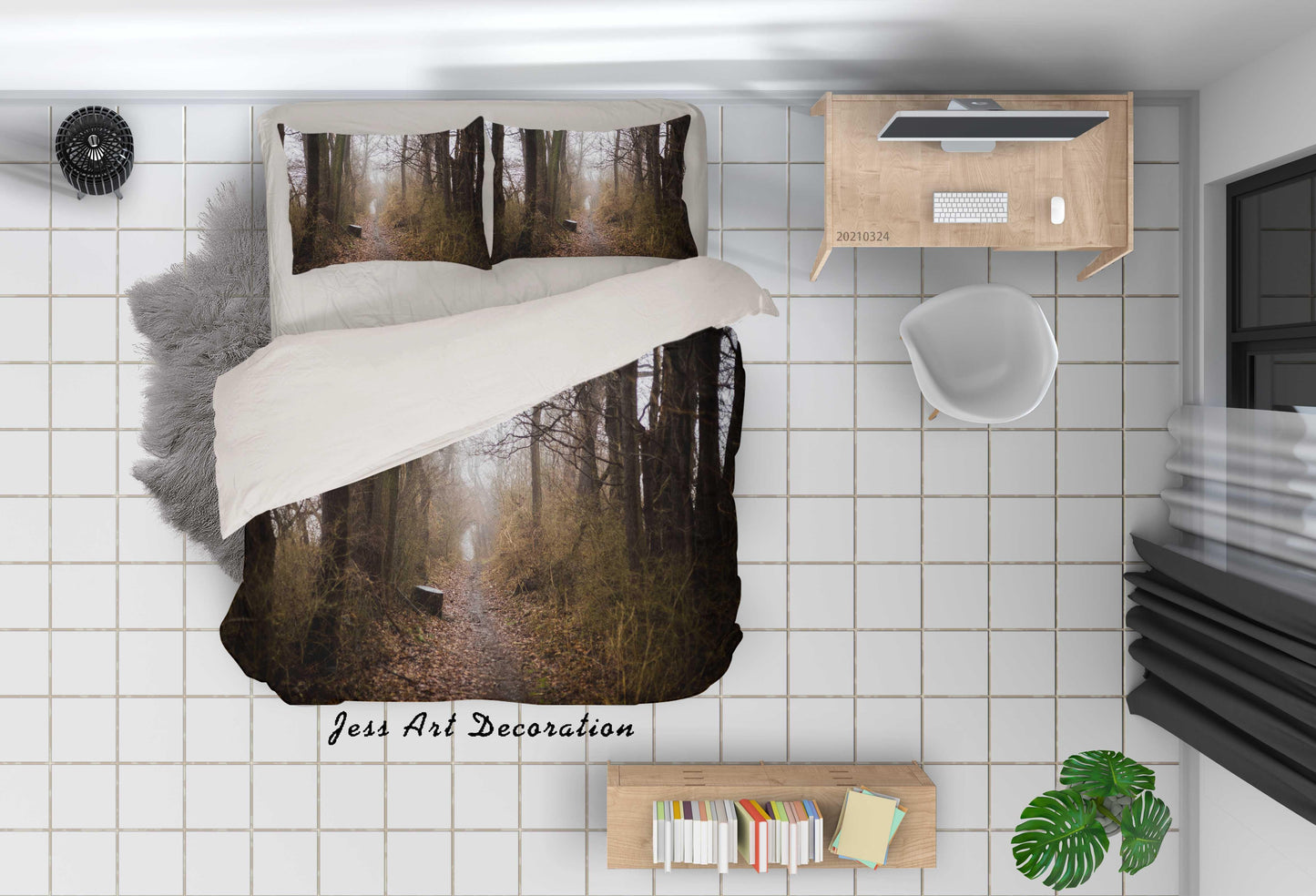 3D Autumn Forest Landscape Quilt Cover Set Bedding Set Duvet Cover Pillowcases 100 LQH