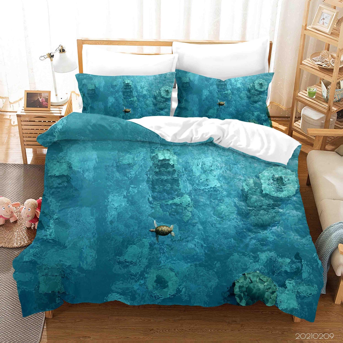 3D Blue Sea Turtle Quilt Cover Set Bedding Set Duvet Cover Pillowcases 212