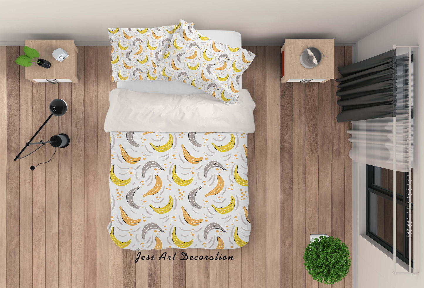3D Banana Pattern Quilt Cover Set Bedding Set Pillowcases 22