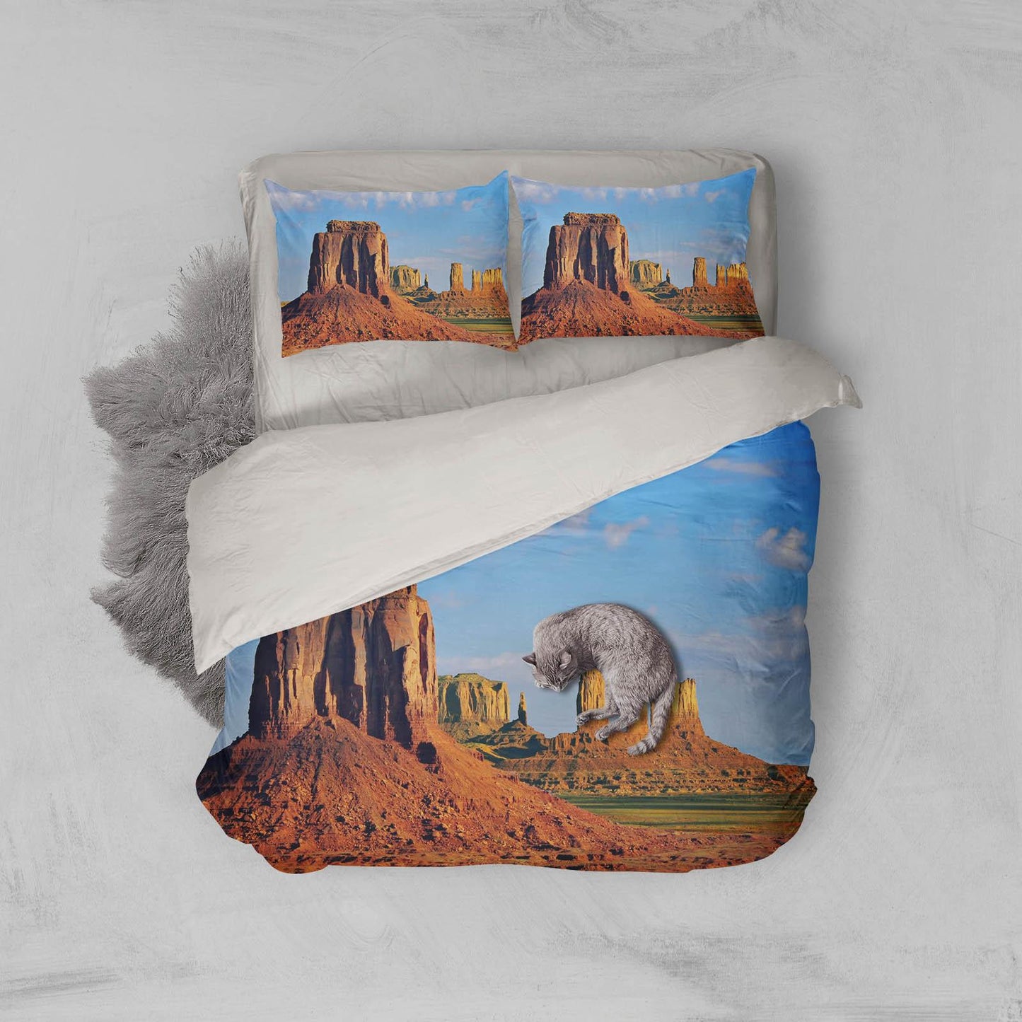 3D Blue Sky Desert Boulder Mountain Quilt Cover Set Bedding Set Pillowcases  11