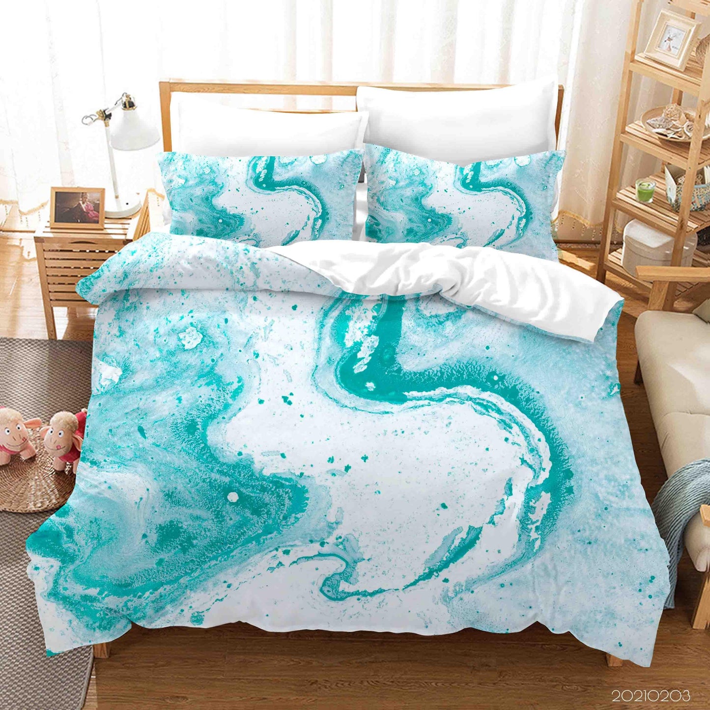 3D Abstract Green Marble Texture Quilt Cover Set Bedding Set Duvet Cover Pillowcases 48