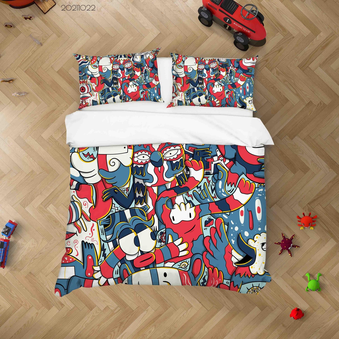 3D Abstract Monster Artistic Graffiti Quilt Cover Set Bedding Set Duvet Cover Pillowcases 83