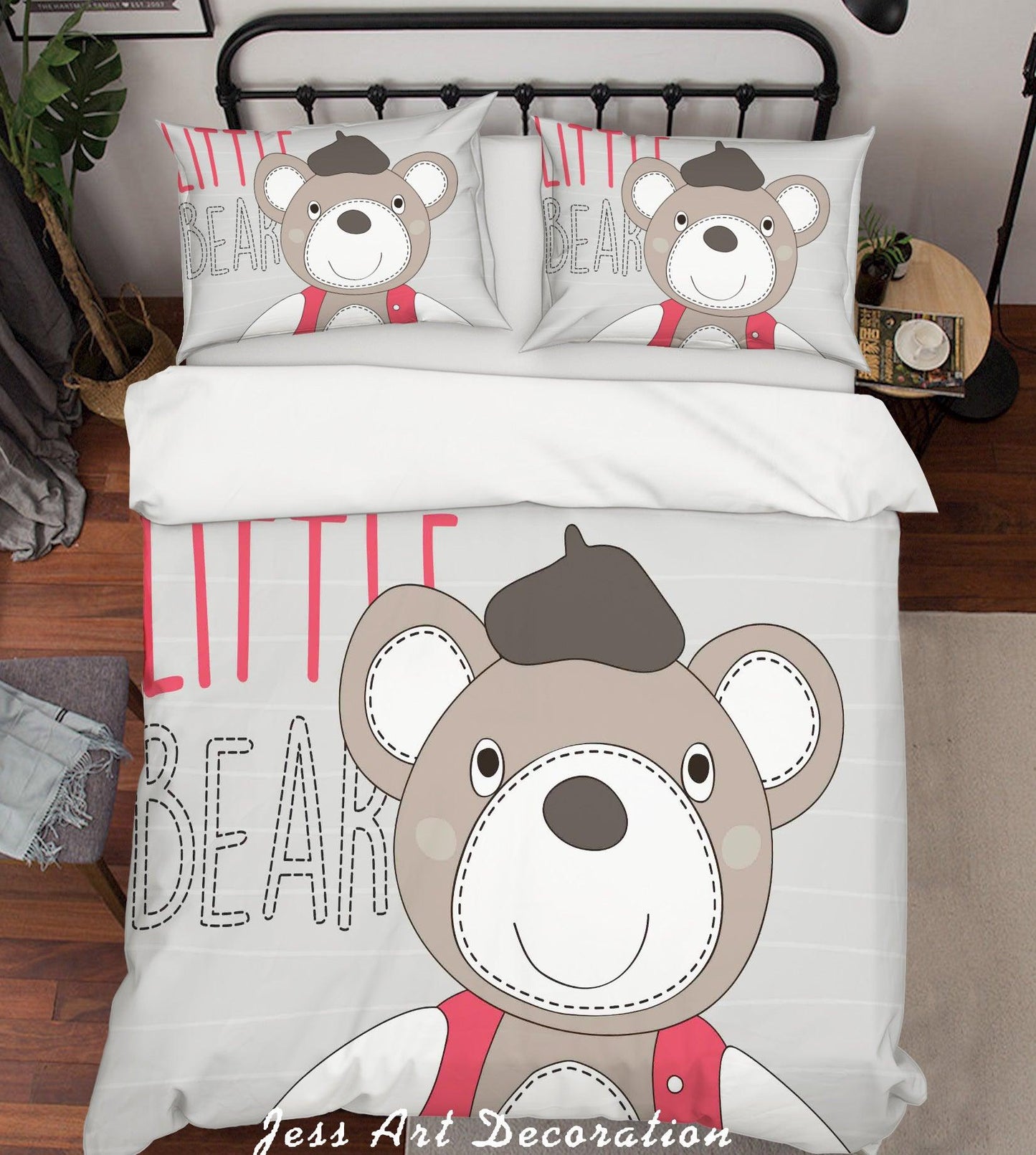 3D Cartoon Grey Bear Quilt Cover Set Bedding Set Pillowcases 168
