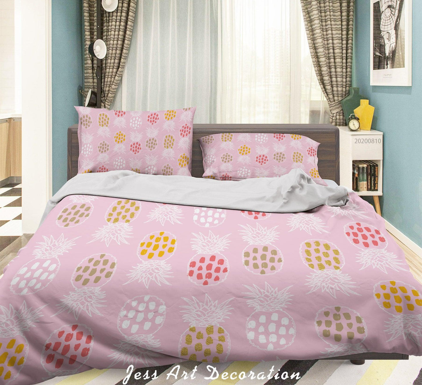 3D Abstract Pattern Pink Quilt Cover Set Bedding Set Duvet Cover Pillowcases LXL