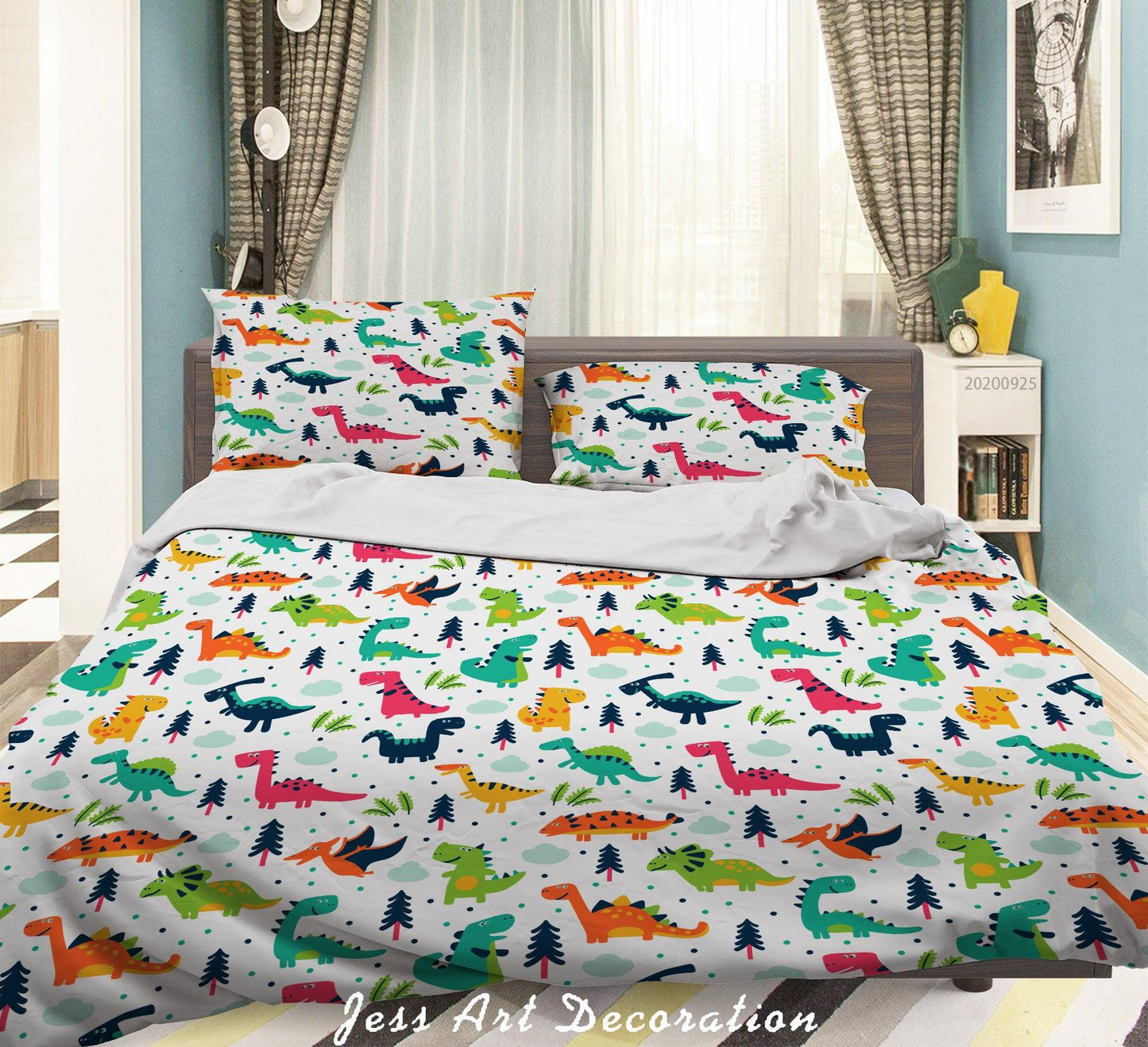3D Cartoon Animal Dinosaur Pattern Quilt Cover Set Bedding Set Duvet Cover Pillowcases WJ 6433