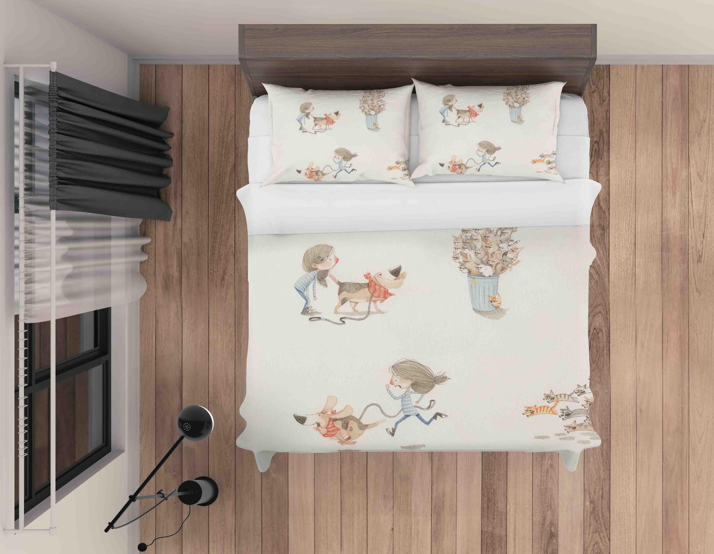 3D Cartoon Kids Cat Dog Mouse Quilt Cover Set Bedding Set Duvet Cover Pillowcases SF045