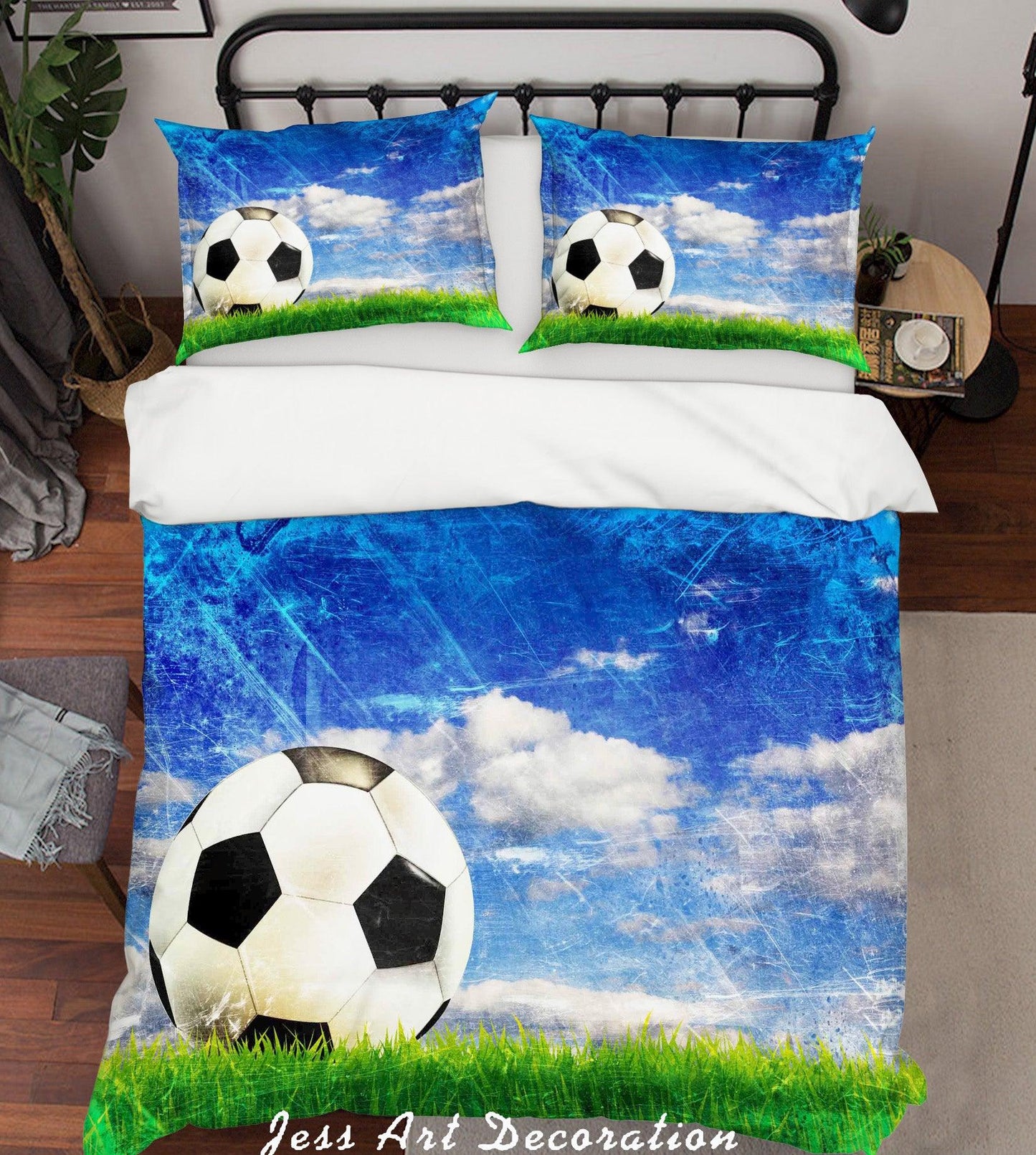 3D Blue Sky Football Field Quilt Cover Set Bedding Set Pillowcases  94