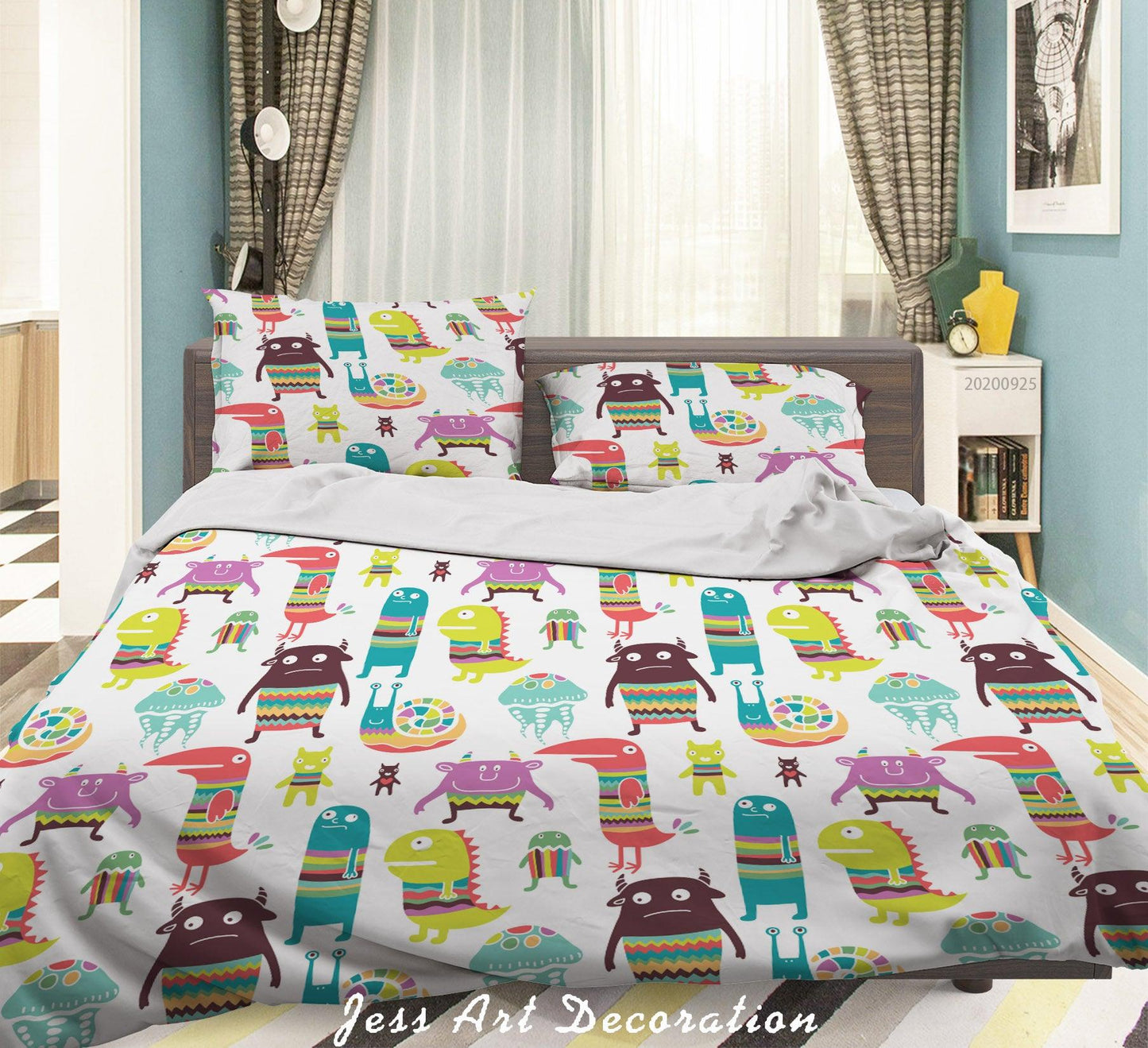 3D Cartoon Animal Monster Pattern Quilt Cover Set Bedding Set Duvet Cover Pillowcases WJ 6449