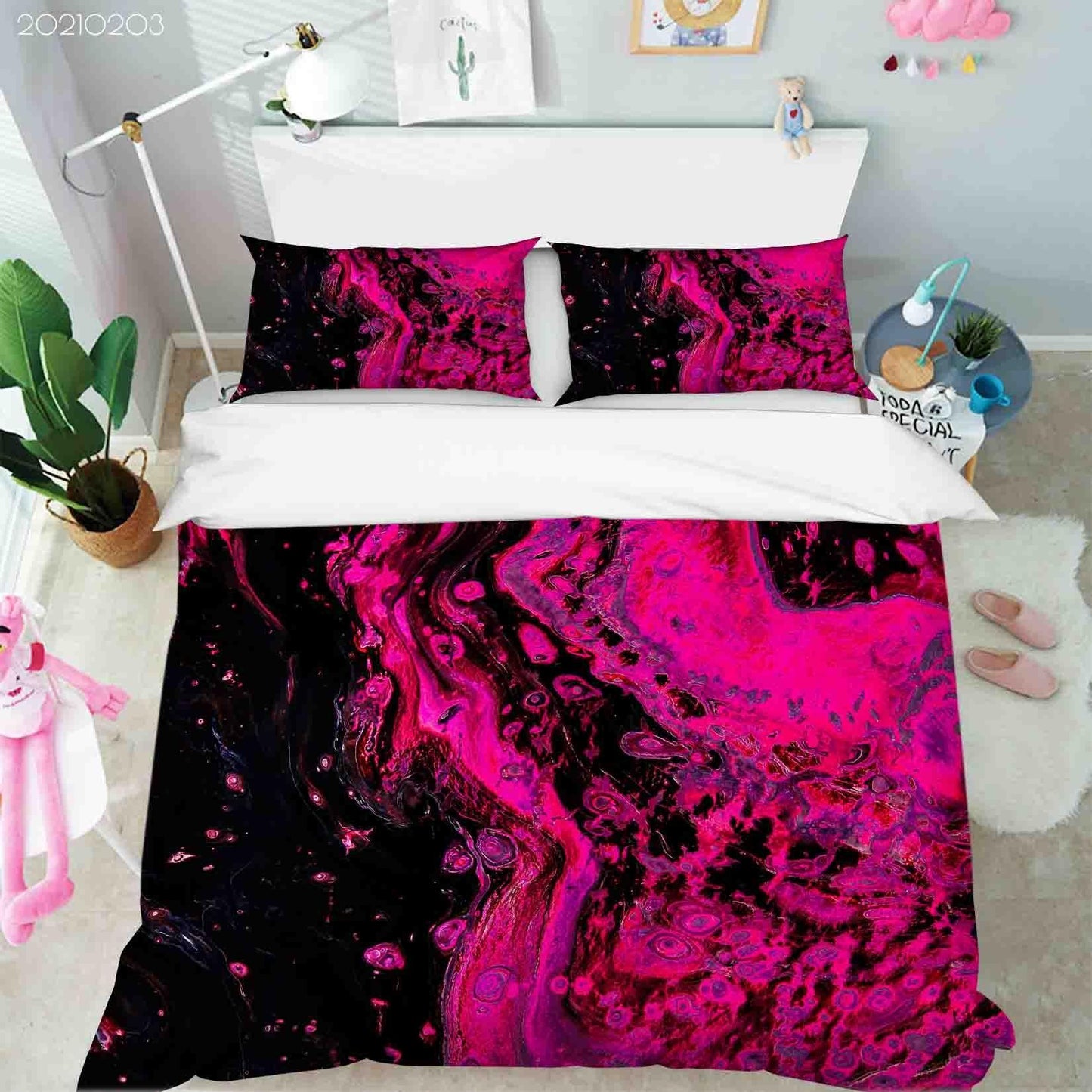 3D Abstract Pink Marble Texture Quilt Cover Set Bedding Set Duvet Cover Pillowcases 104