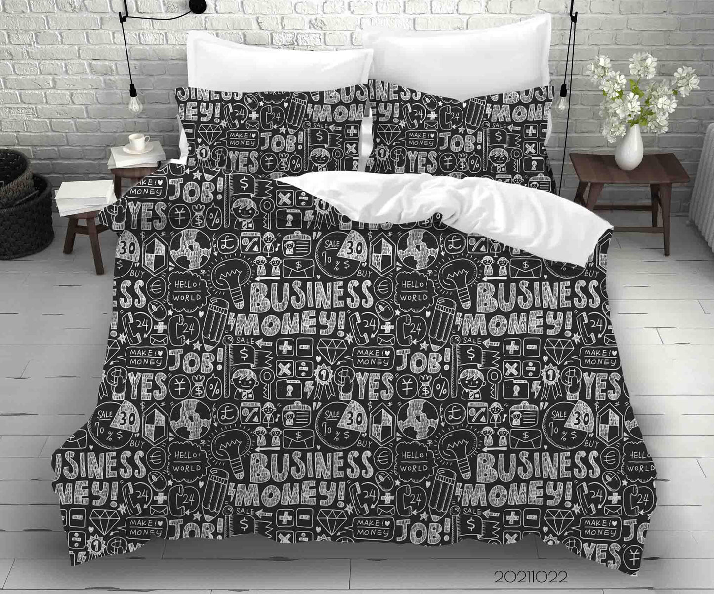 3D Abstract Business Money Graffiti Quilt Cover Set Bedding Set Duvet Cover Pillowcases 88