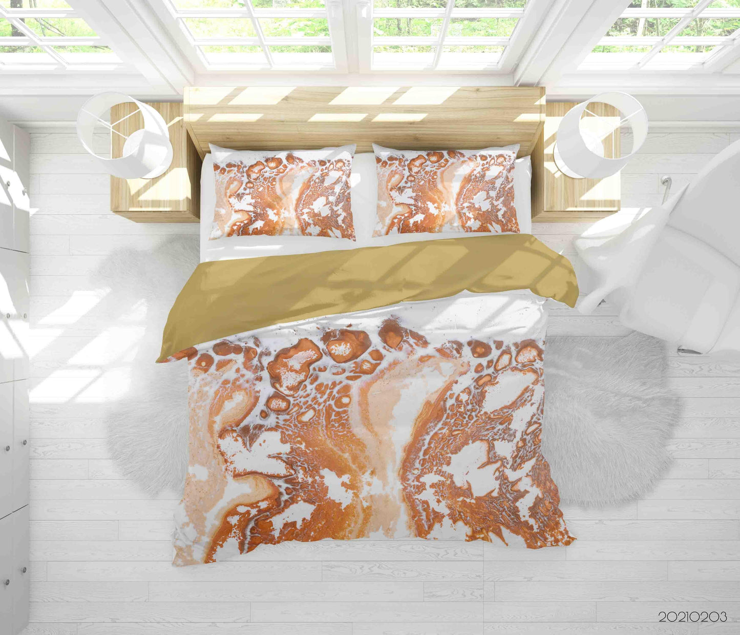 3D Abstract Orange Marble Texture Quilt Cover Set Bedding Set Duvet Cover Pillowcases 56