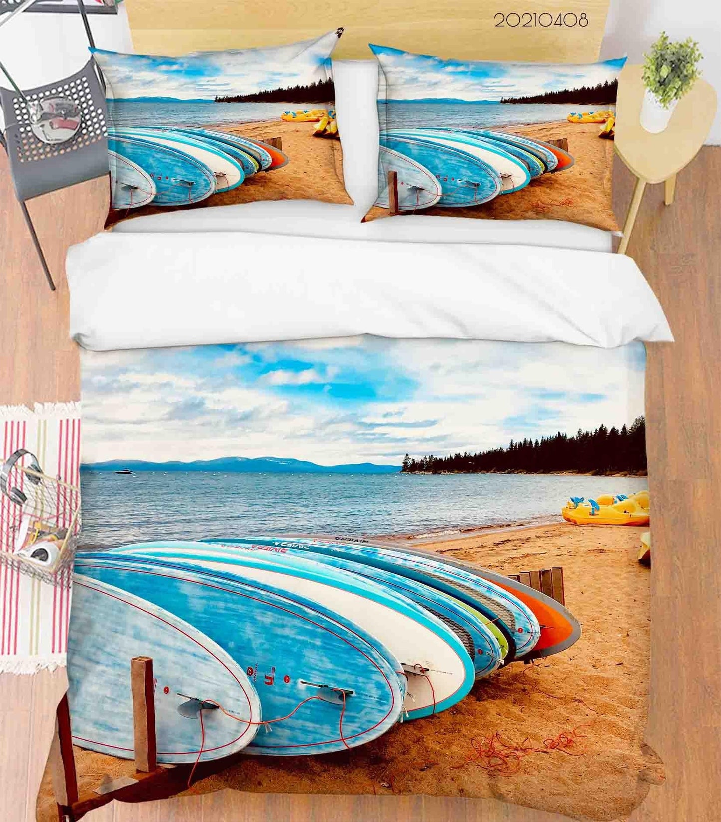 3D Beach Surfboard Quilt Cover Set Bedding Set Duvet Cover Pillowcases 39