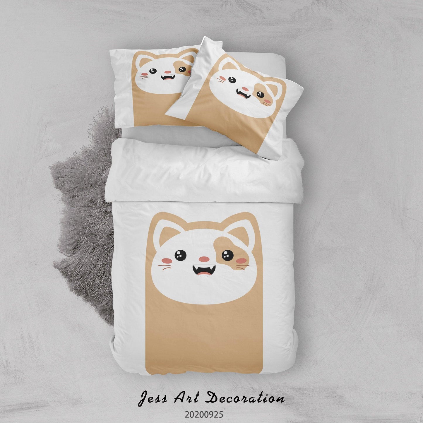 3D Cartoon Animal Cat Pattern Quilt Cover Set Bedding Set Duvet Cover Pillowcases WJ 6478