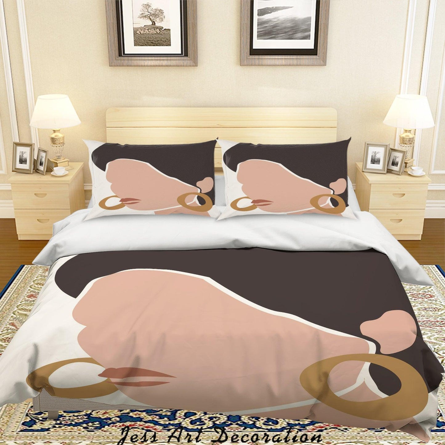 3D Beauty Woman Silhouette Quilt Cover Set Bedding Set Duvet Cover Pillowcases SF09