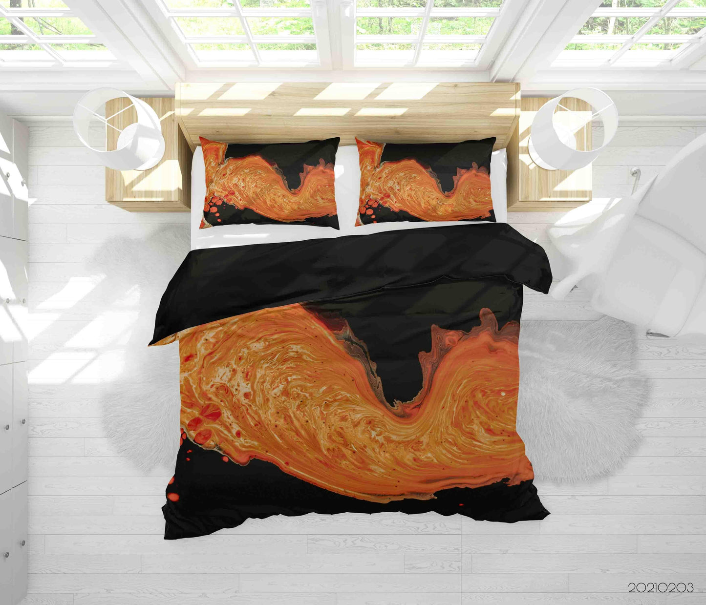 3D Abstract Orange Marble Texture Quilt Cover Set Bedding Set Duvet Cover Pillowcases 20