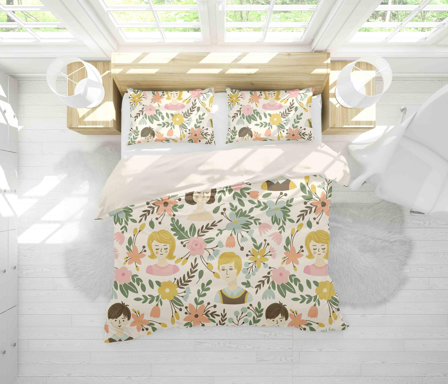 3D Avatar Floral Leaves Quilt Cover Set Bedding Set Pillowcases 73