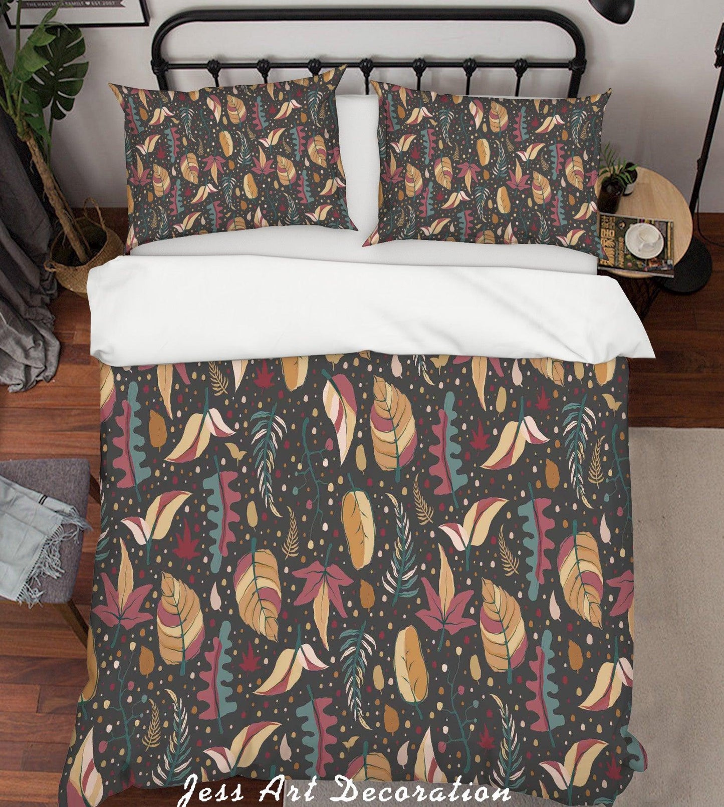 3D Brown Leaves Quilt Cover Set Bedding Set Pillowcases 110