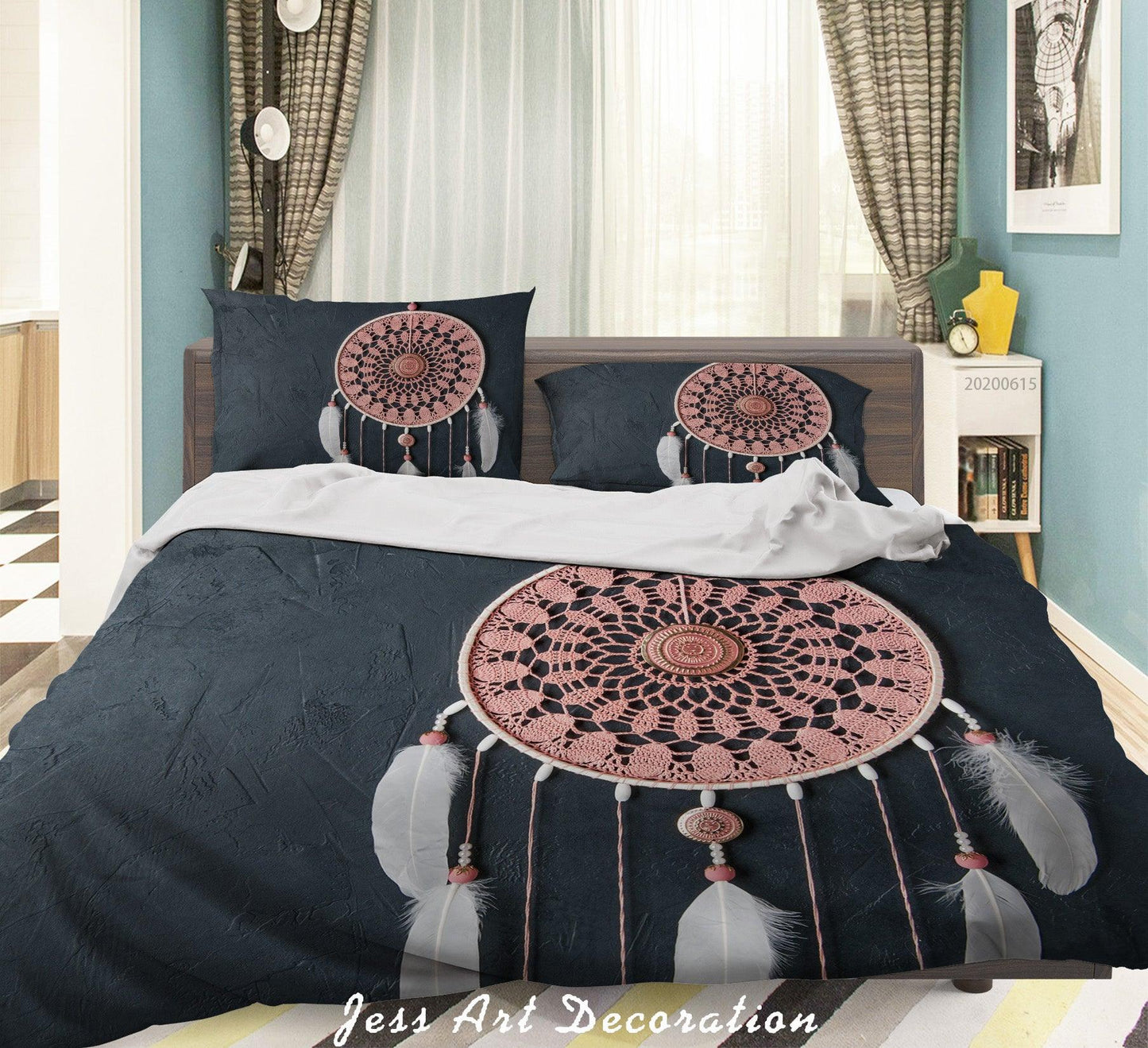 3D Black Pink Dreamcatcher Quilt Cover Set Bedding Set Duvet Cover Pillowcases SF57