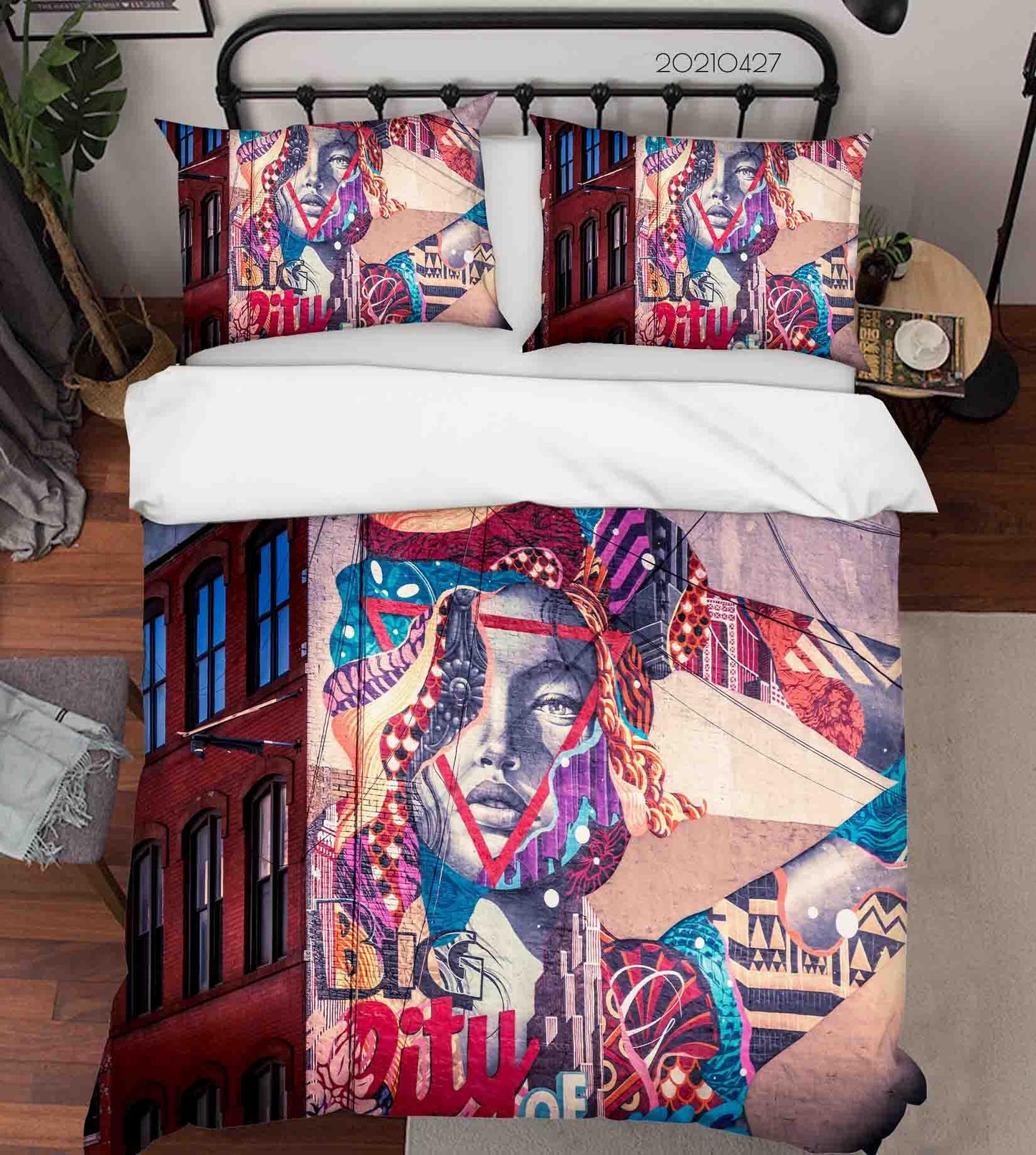 3D Abstract Street Color Graffiti Quilt Cover Set Bedding Set Duvet Cover Pillowcases 105