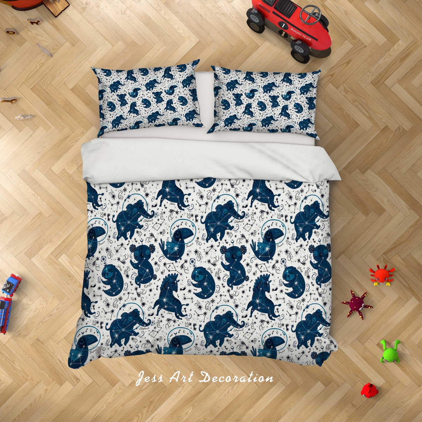 3D Blue Animal Star Space Quilt Cover Set Bedding Set Duvet Cover Pillowcases SF05