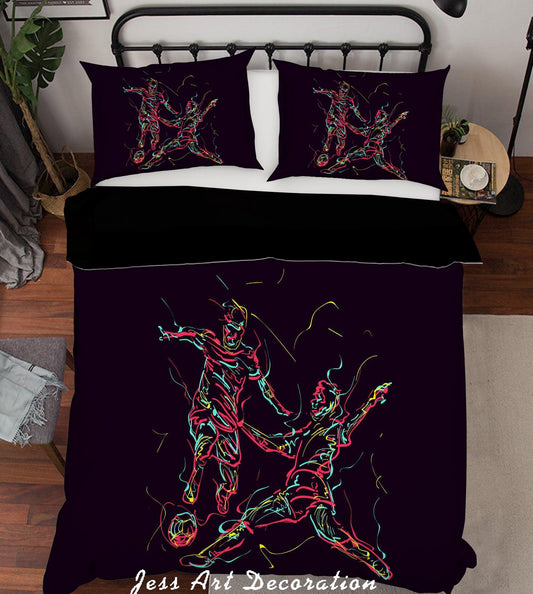 3D Black Soccer Player Quilt Cover Set Bedding Set Pillowcases 30