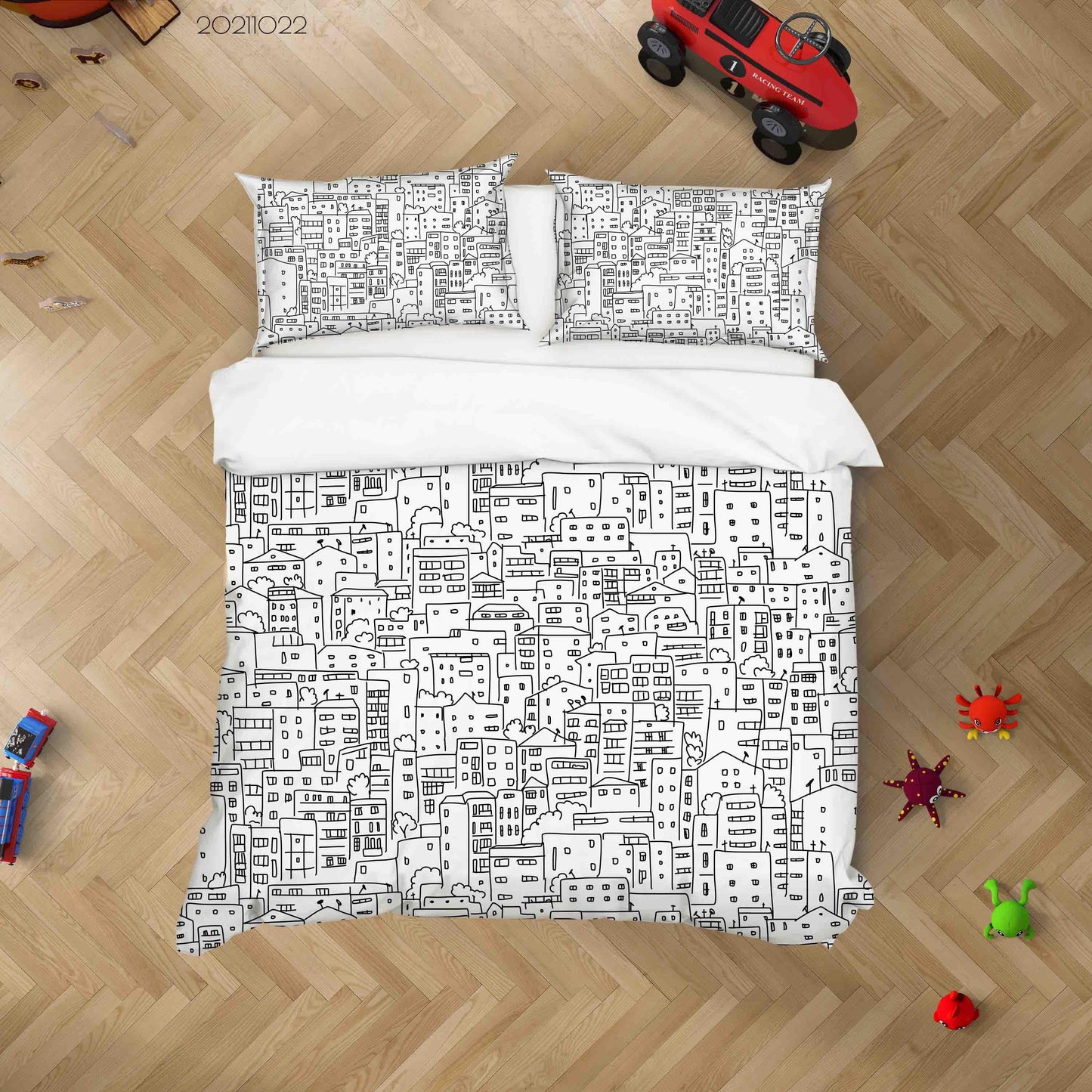 3D Abstract City Architecture Art Graffiti Quilt Cover Set Bedding Set Duvet Cover Pillowcases 7
