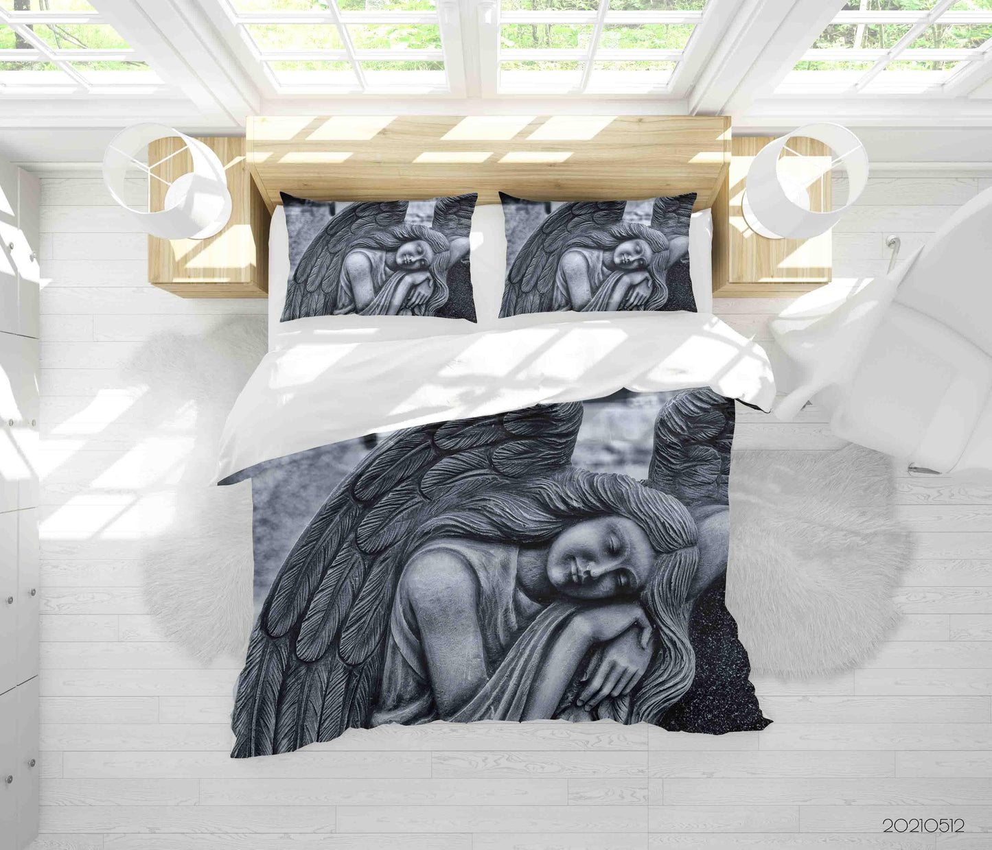 3D Art Angel Sculpture Quilt Cover Set Bedding Set Duvet Cover Pillowcases 202
