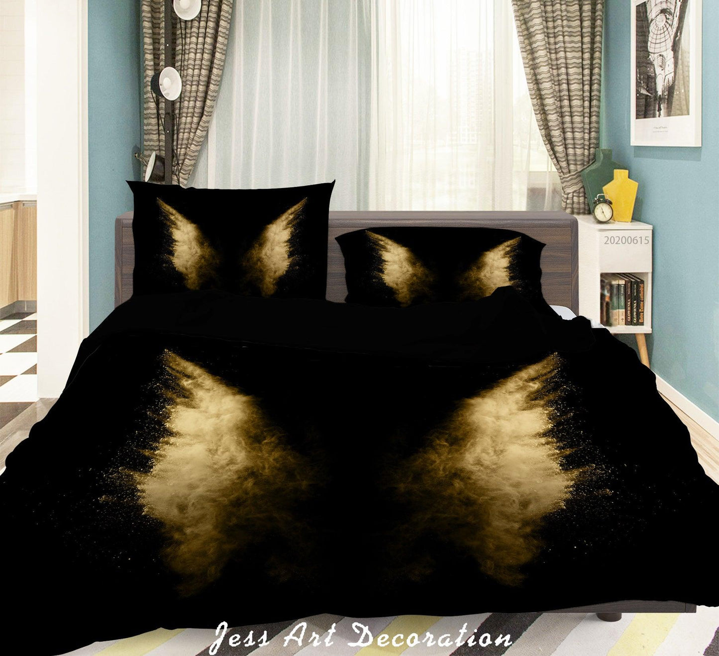 3D Black Wings Quilt Cover Set Bedding Set Duvet Cover Pillowcases SF44