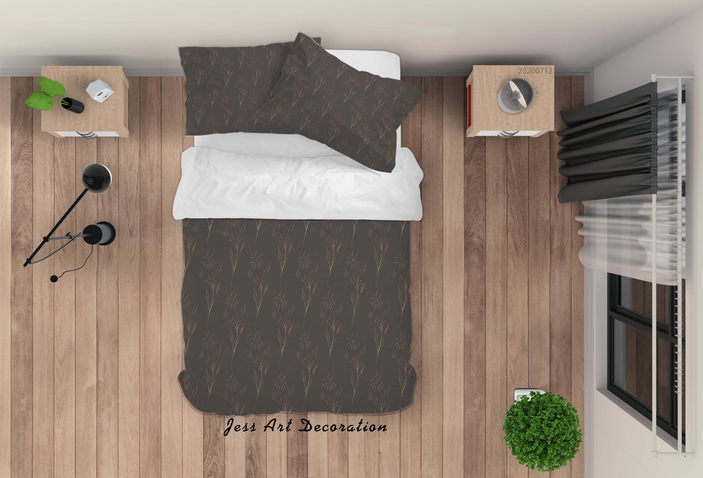 3D Abstract Vintage Gray Line Floral Pattern Quilt Cover Set Bedding Set Duvet Cover Pillowcases WJ 4104