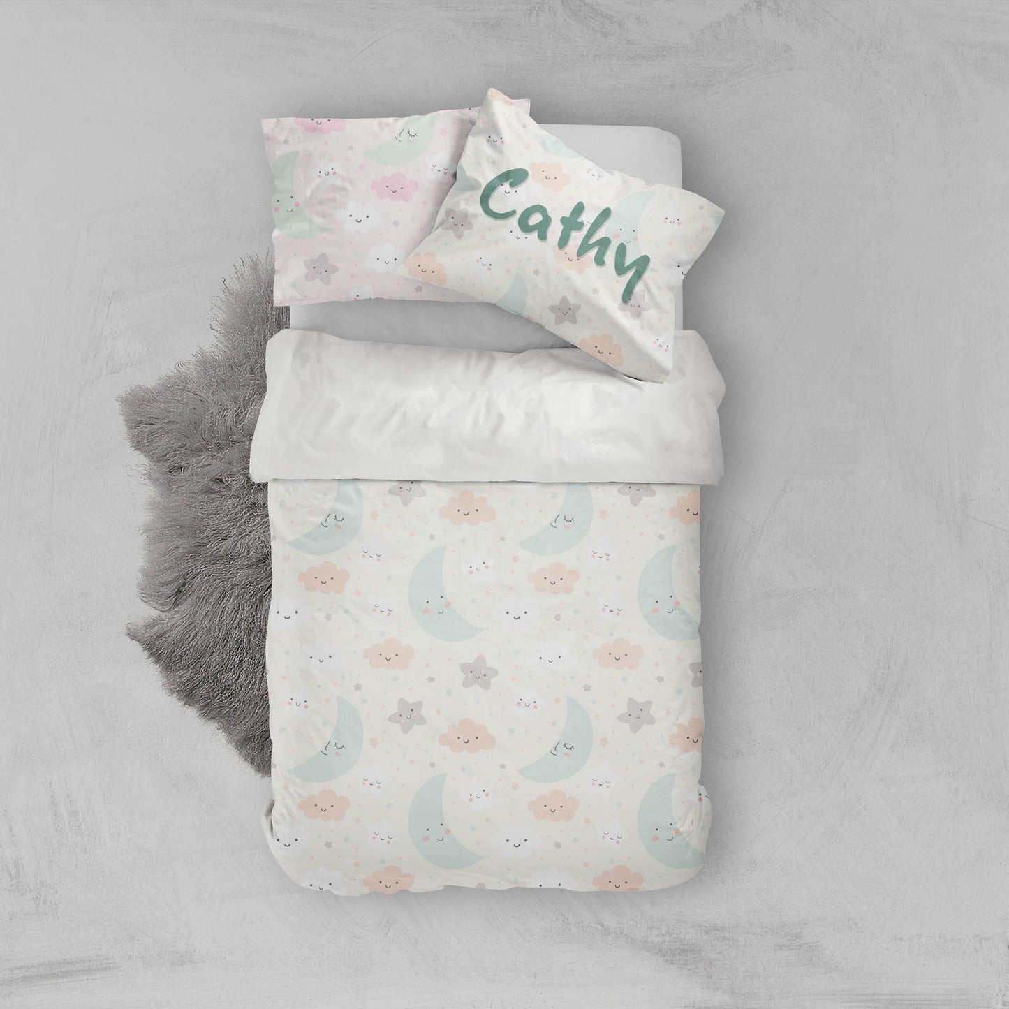 3D Cartoon Moon Star Cloud Quilt Cover Set Bedding Set Pillowcases 83