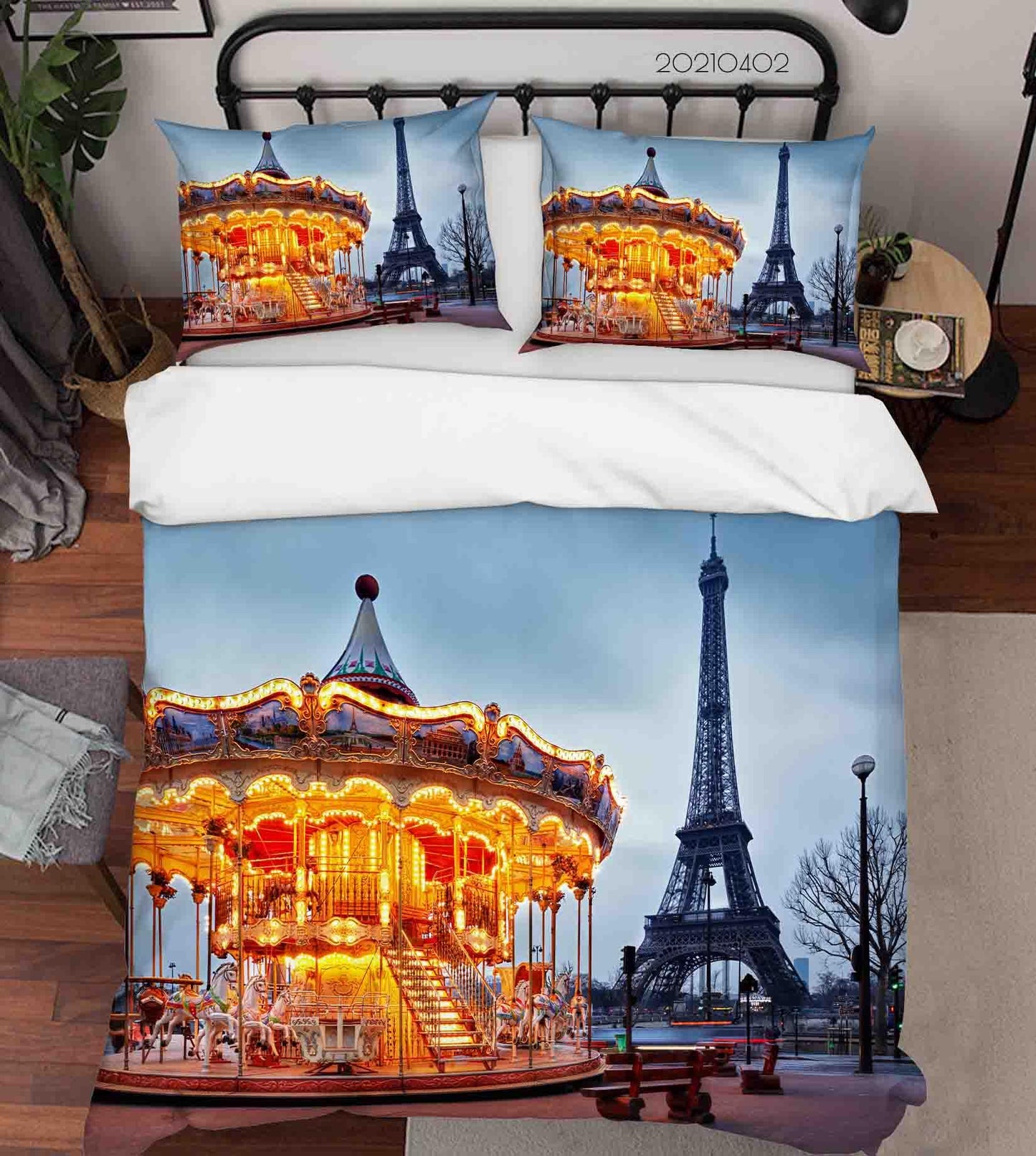 3D Carousel Tower Landscape Quilt Cover Set Bedding Set Duvet Cover Pillowcases 75 LQH