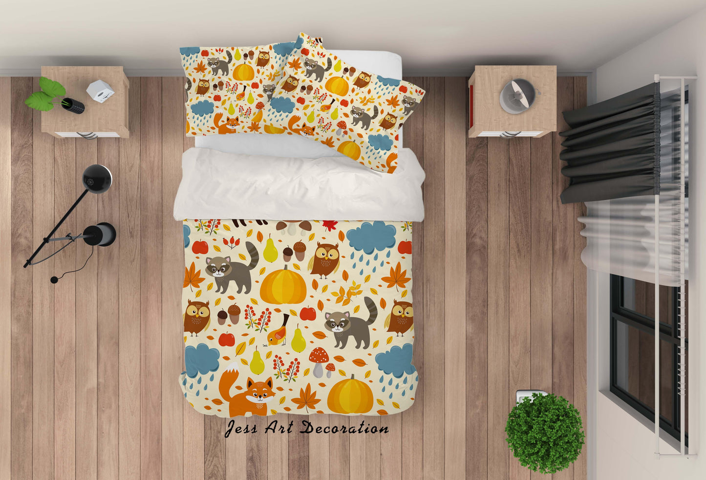 3D Cartoon Animal Pumpkin Quilt Cover Set Bedding Set Pillowcases 58