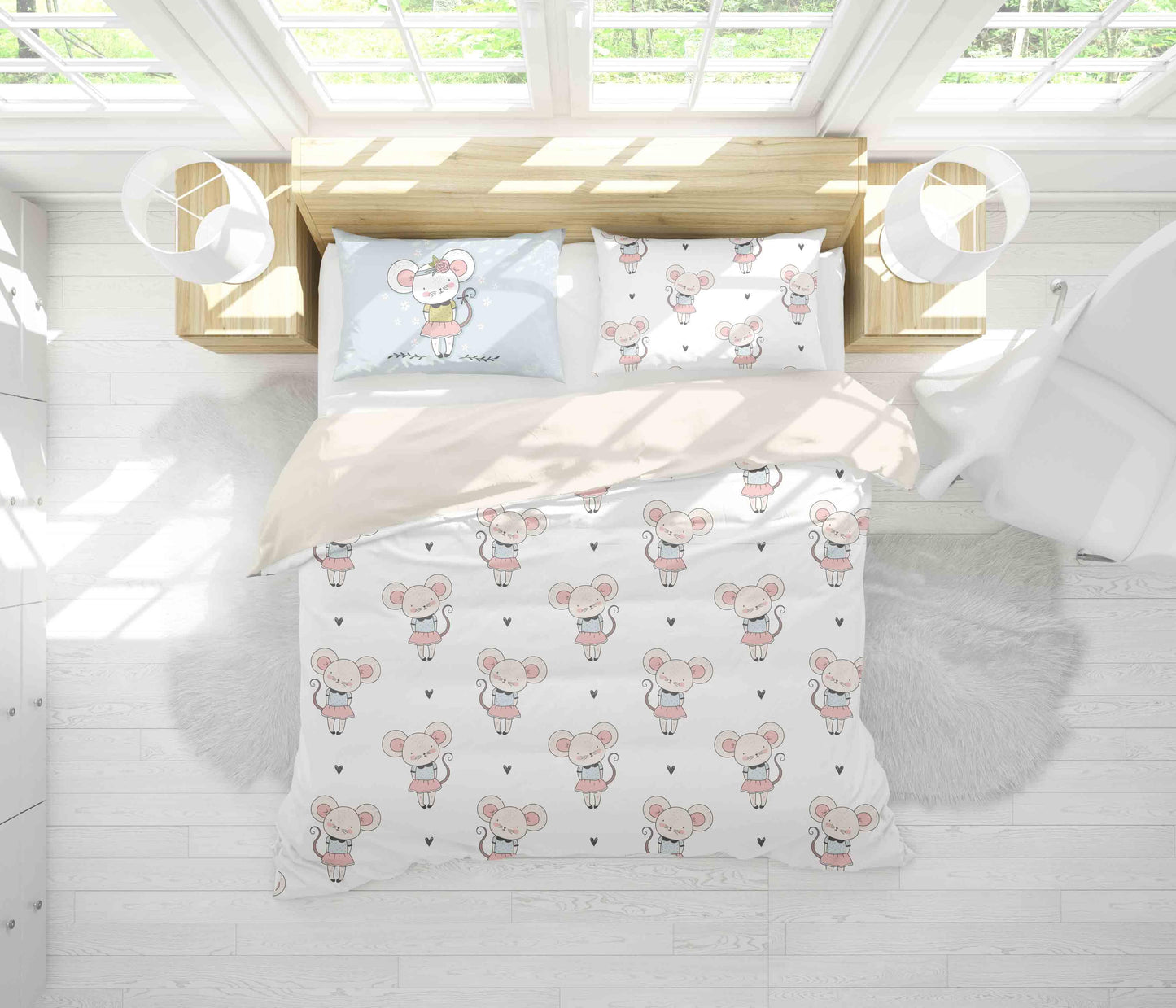 3D Cartoon Mouse Quilt Cover Set Bedding Set Pillowcases 86