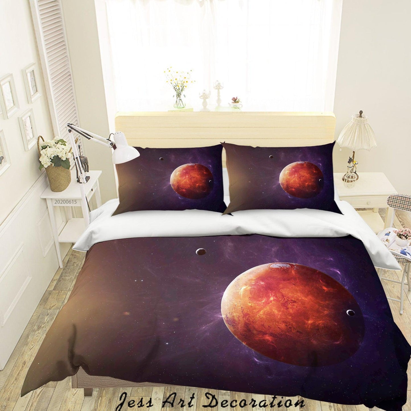 3D Black Red Planet Quilt Cover Set Bedding Set Duvet Cover Pillowcases SF76