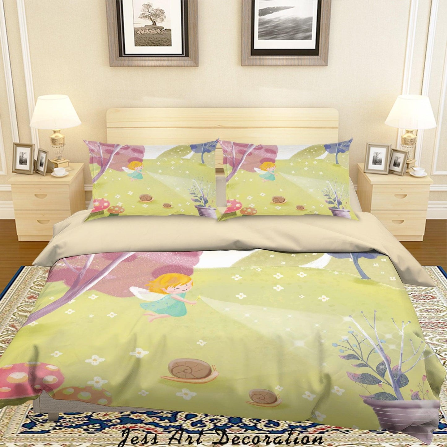 3D Cartoon Angel Girl Lawn Mushroom Quilt Cover Set Bedding Set Duvet Cover Pillowcases A601 LQH