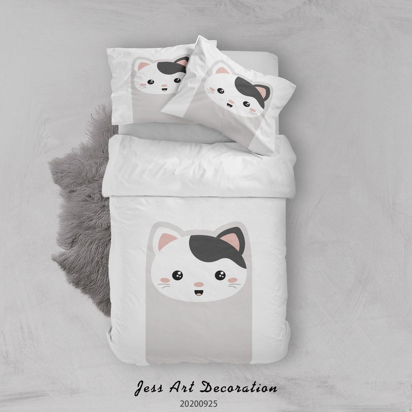 3D Cartoon Animal Cat Pattern Quilt Cover Set Bedding Set Duvet Cover Pillowcases WJ 6476