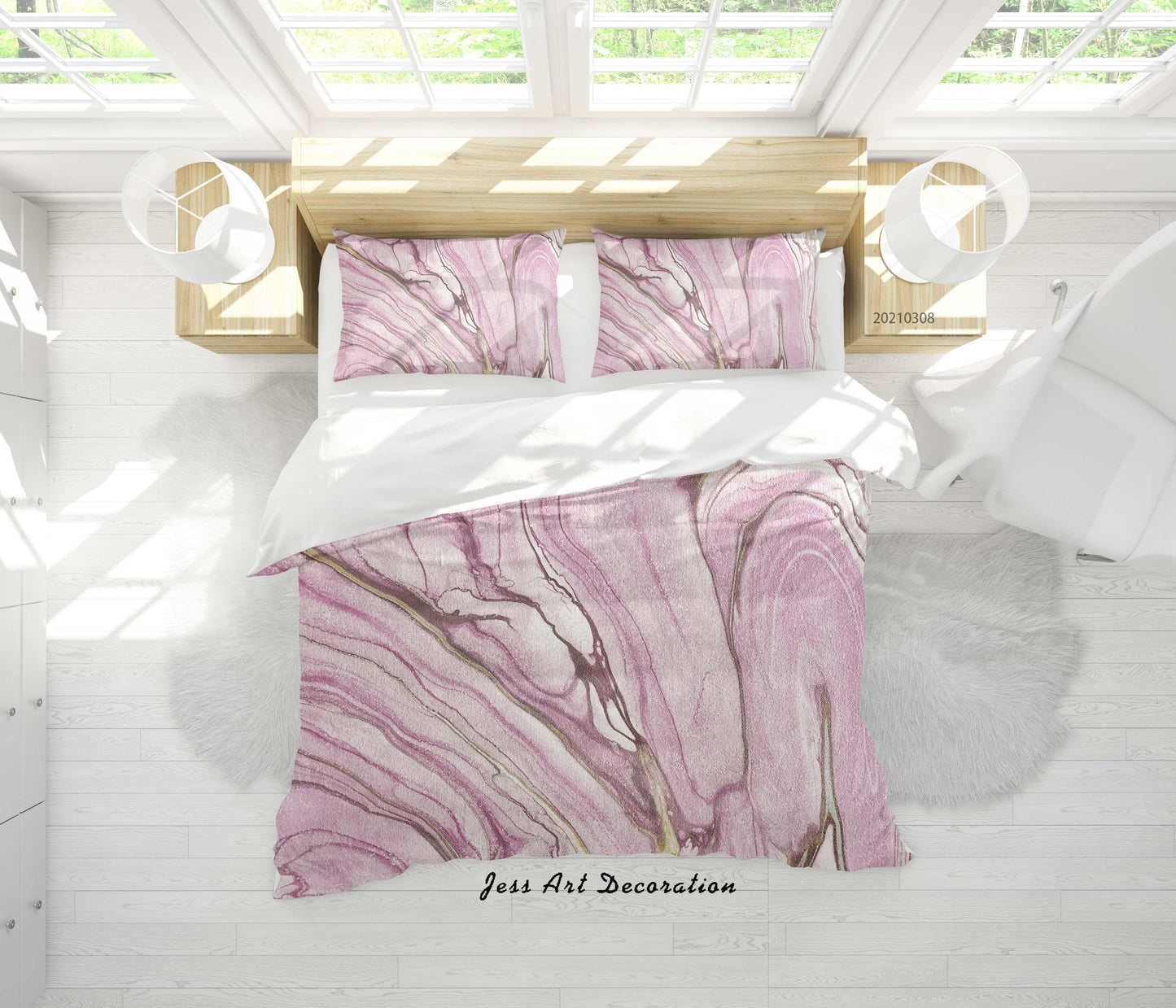 3D Abstract Pink Marble Texture Quilt Cover Set Bedding Set Duvet Cover Pillowcases 258