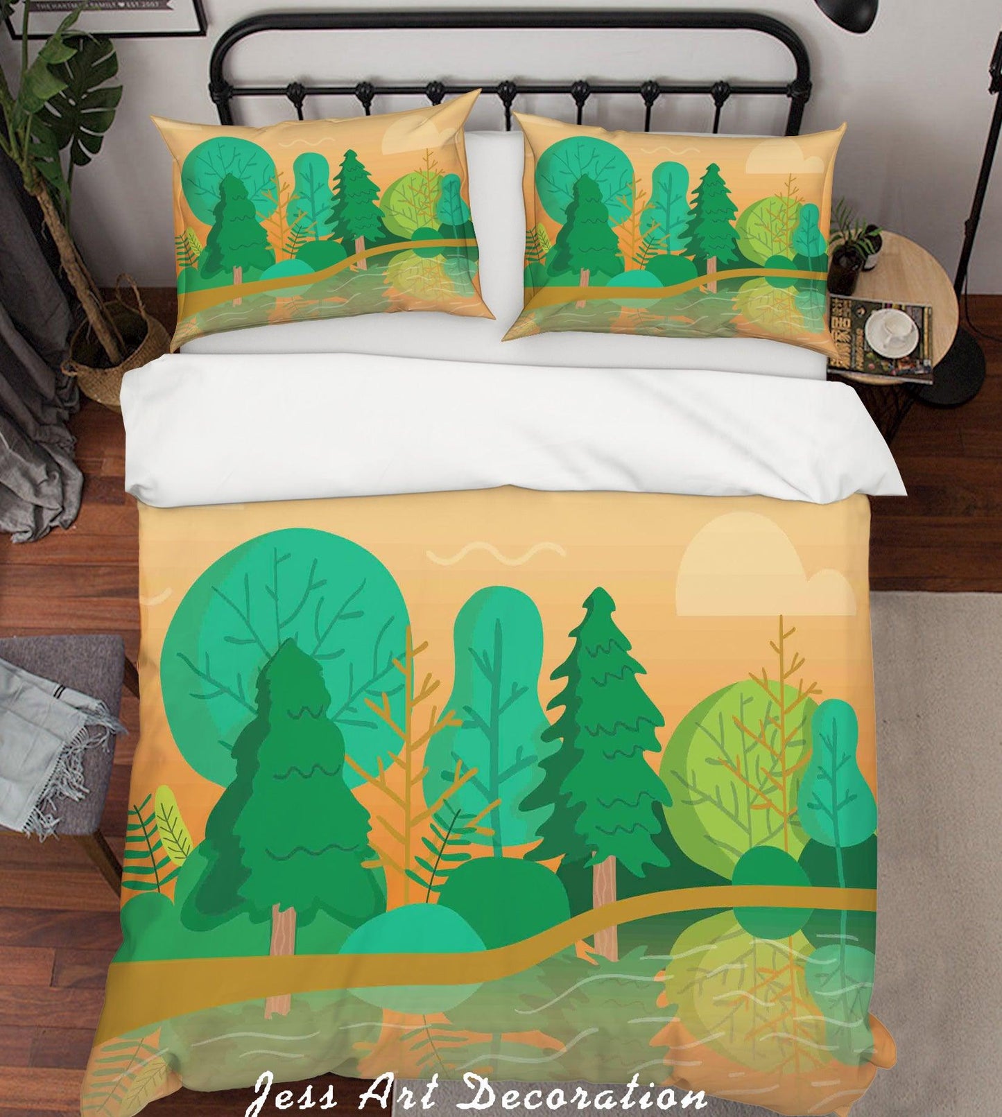 3D Cartoon Green Plant Quilt Cover Set Bedding Set Pillowcases 3