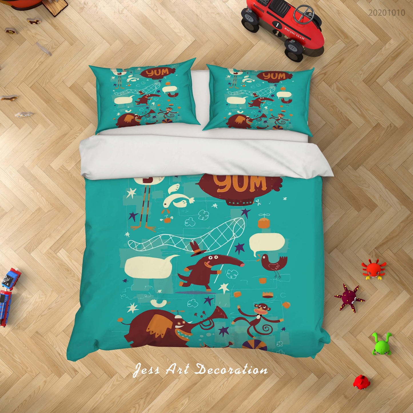 3D Cartoon Cute Animal Elephant Monkey Quilt Cover Set Bedding Set Duvet Cover Pillowcases WJ 9567