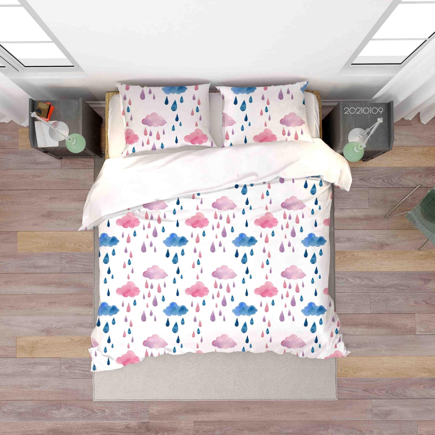 3D Cartoon Clouds Pink Blue Quilt Cover Set Bedding Set Duvet Cover Pillowcases 78 LQH