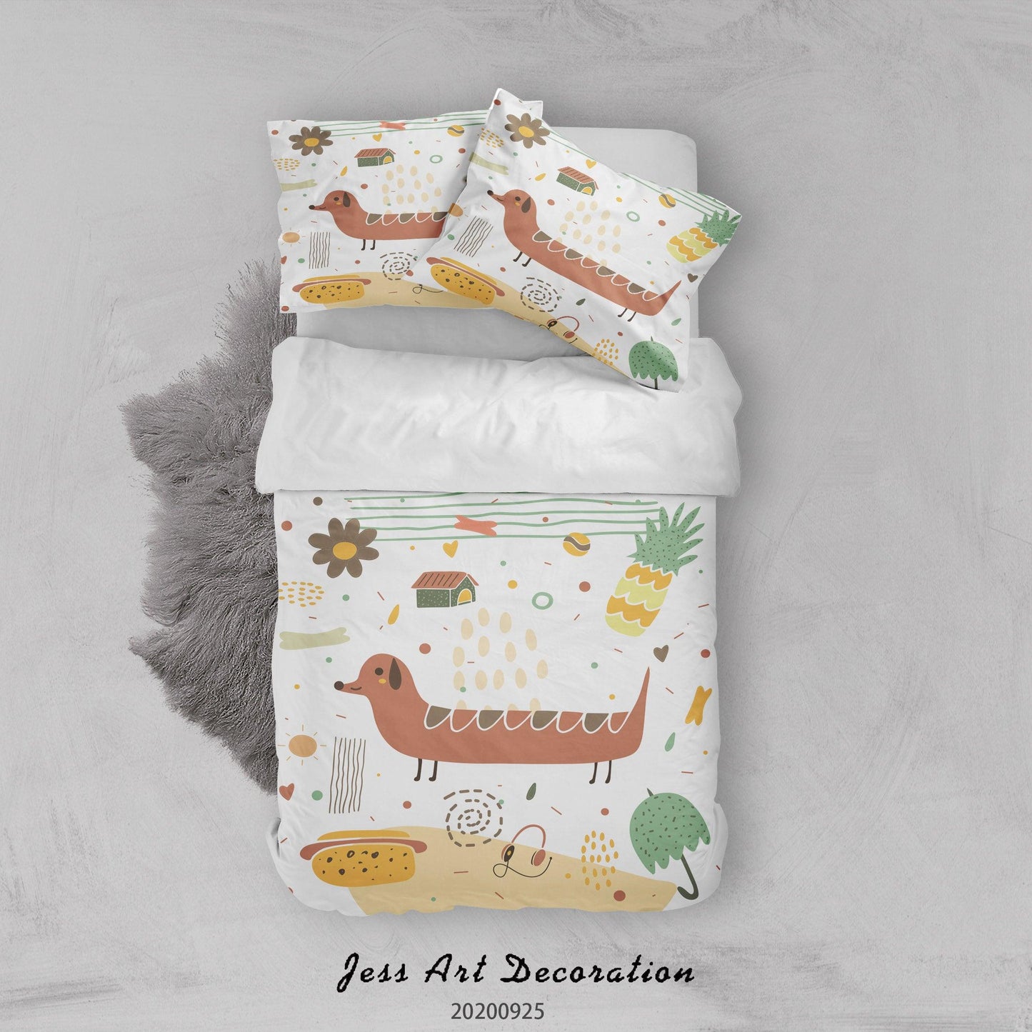 3D Cartoon Animal Dog Pattern Quilt Cover Set Bedding Set Duvet Cover Pillowcases WJ 6460