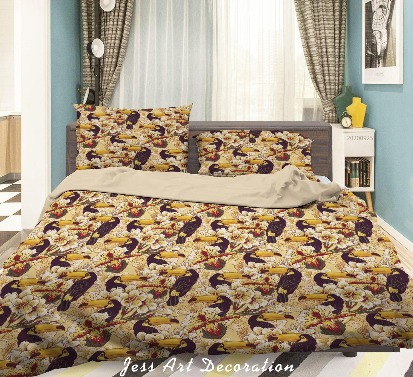 3D Cartoon Animal Floral Bird Pattern Quilt Cover Set Bedding Set Duvet Cover Pillowcases WJ 6418