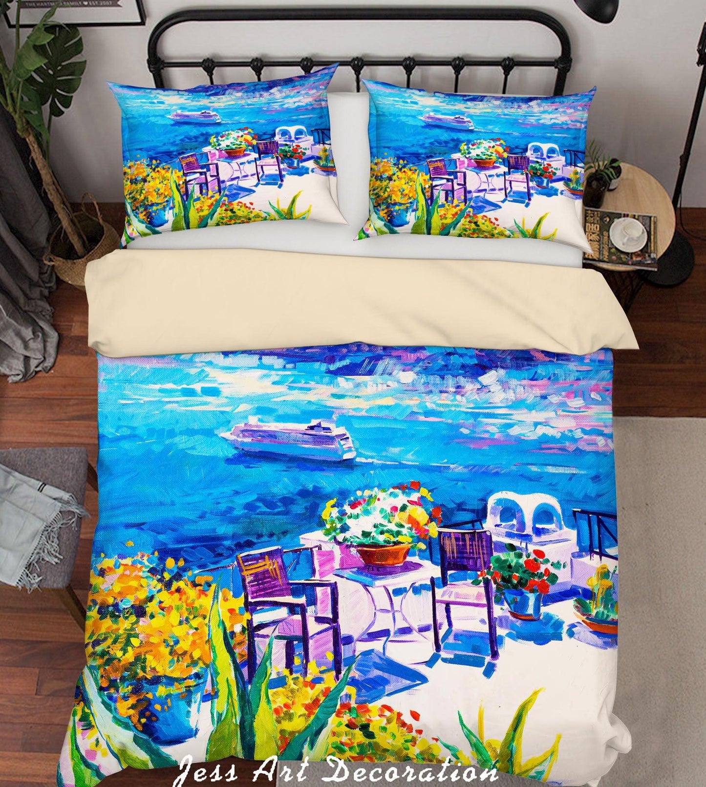 3D Blue Landscape Oil Painting Quilt Cover Set Bedding Set Duvet Cover Pillowcases A037 LQH