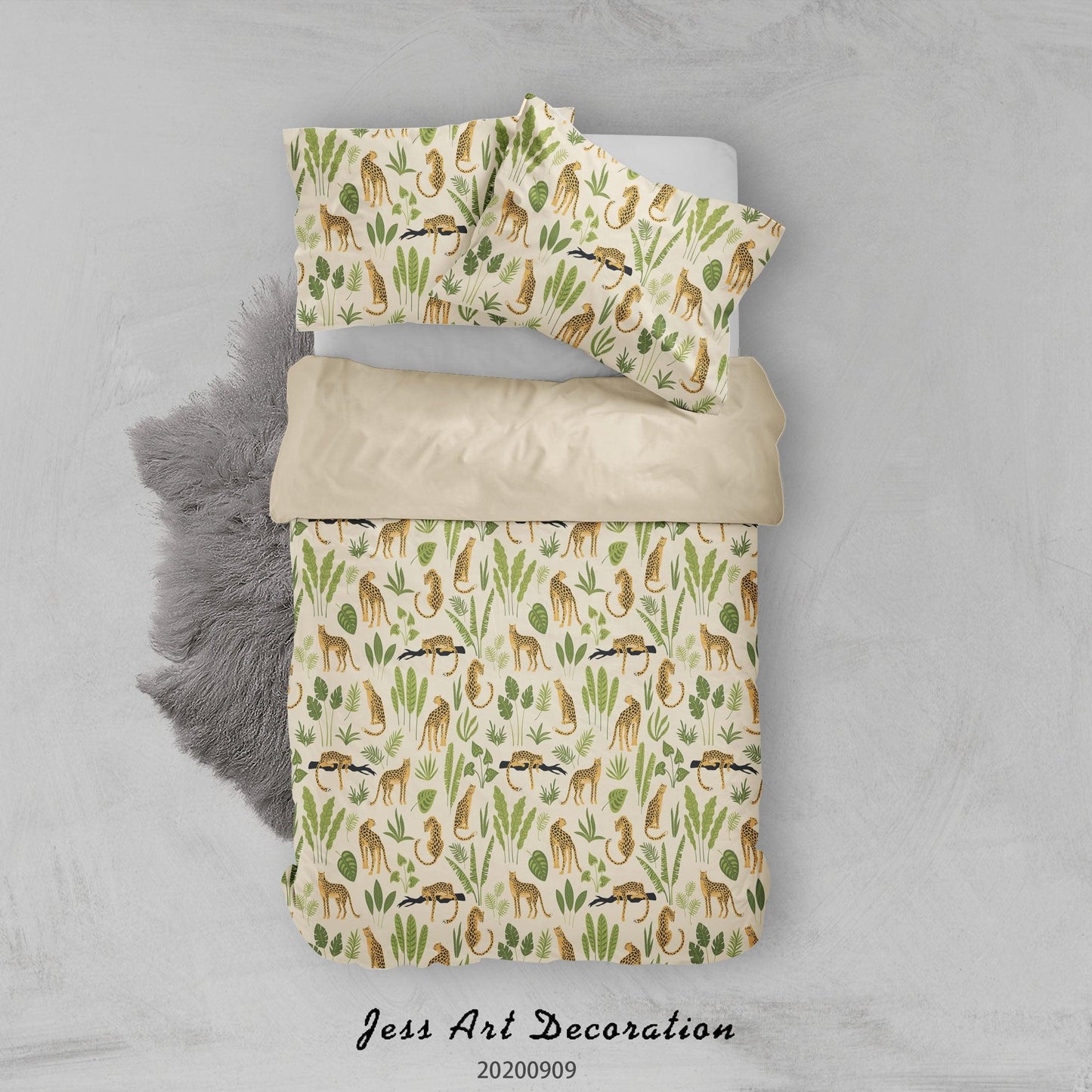 3D Cartoon Leopards Pattern Quilt Cover Set Bedding Set Duvet Cover Pillowcases WJ 6086