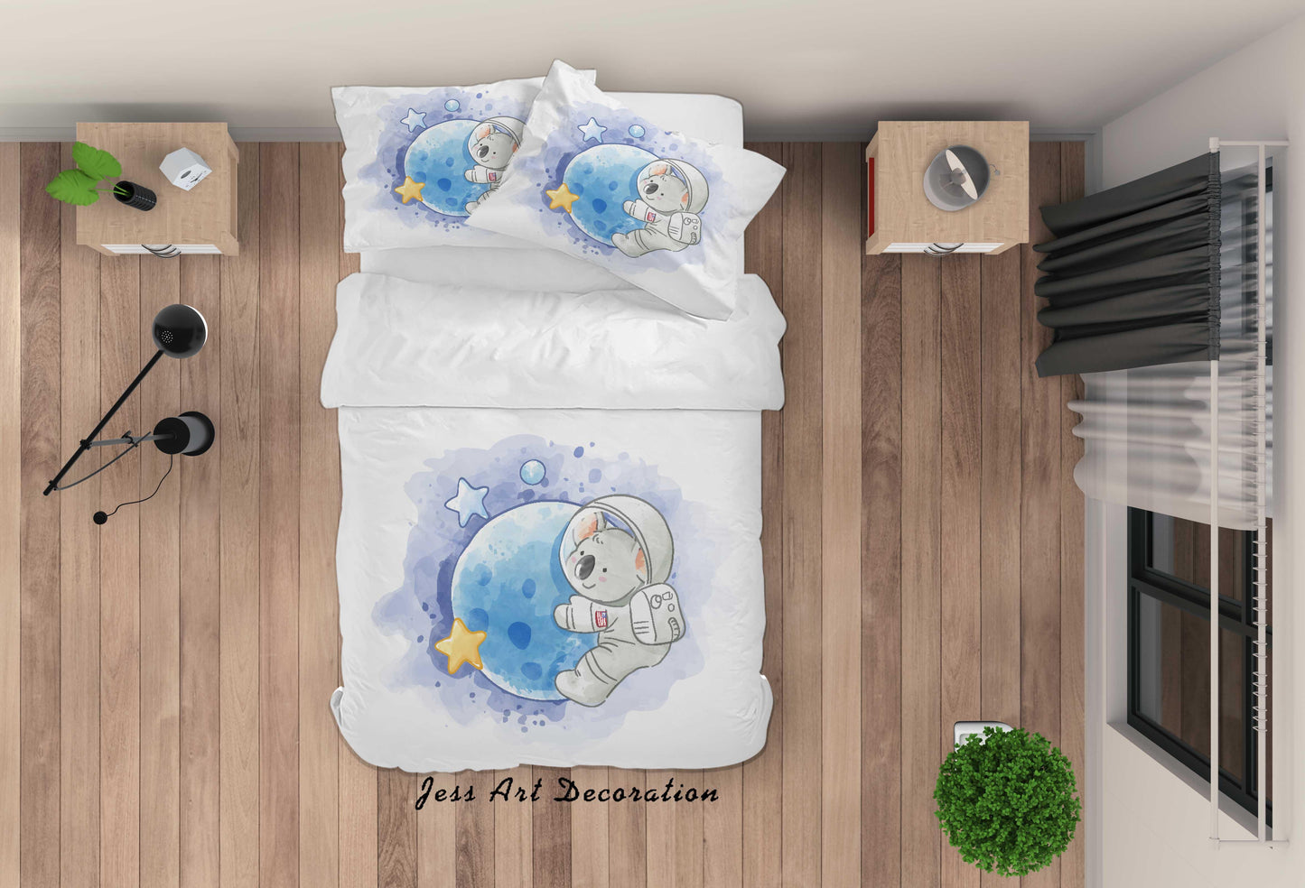 3D Astronaut Mouse Planet Quilt Cover Set Bedding Set Duvet Cover Pillowcases SF18