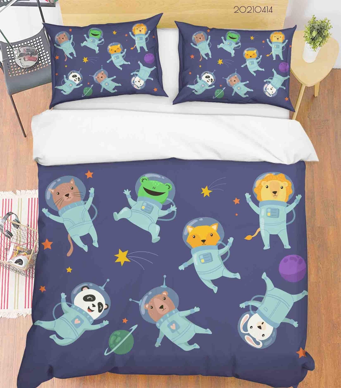 3D Cartoon Astronaut Animal Quilt Cover Set Bedding Set Duvet Cover Pillowcases 85 LQH